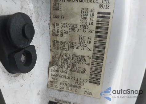 2019 Nissan Frontier Sv z USA, uszkodzony, nr VIN 1N6DD0CU1KN711357